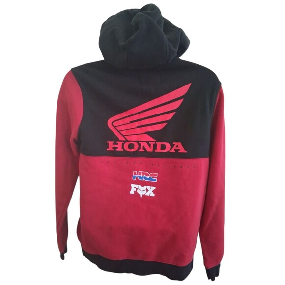 Fox Hoodie Mens M Red Black Racing Honda HRC Pullover Sweatshirt Motocross BMX - Picture 5 of 5